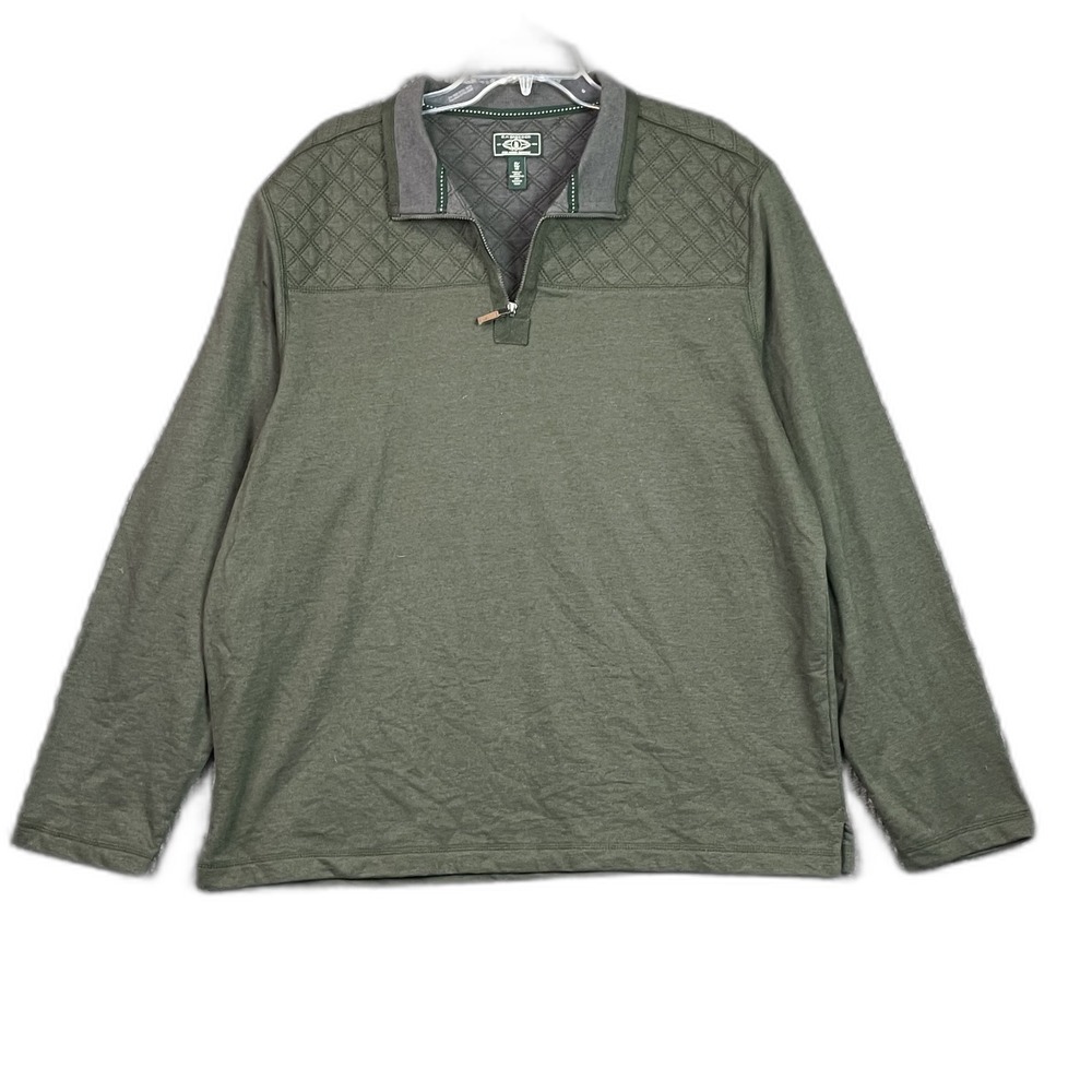 G.H. Bass & Co. Sweater Mens XL Quilted Shoulder Yoke Quarter Zip Corpore Preppy